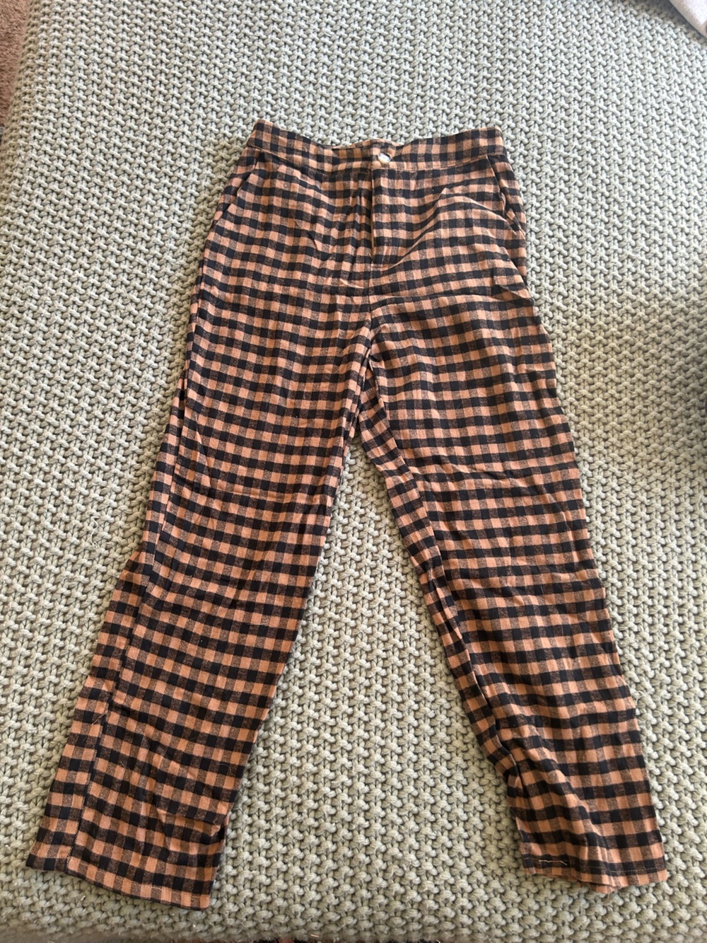 12th Tribe Black and Brown Check Pants